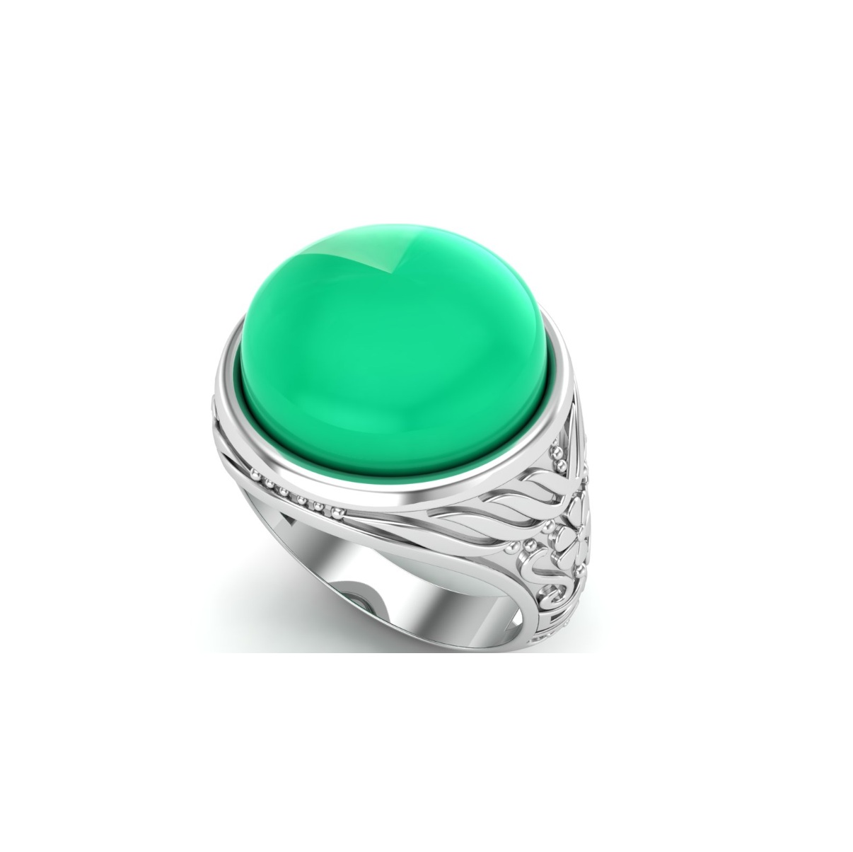 Bague chrysoprase argent Hugo chevalière